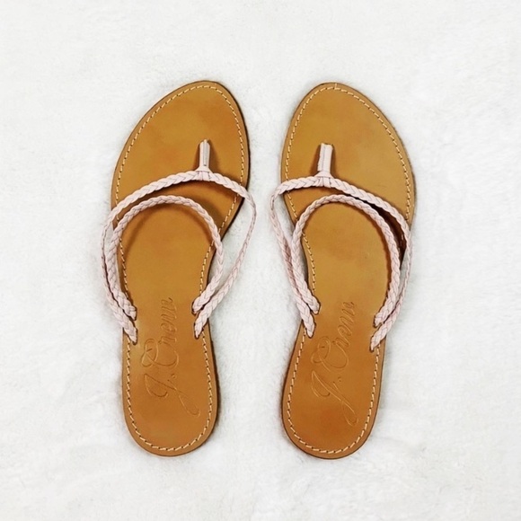 NEW J. Crew Capri Braided-Strap Flip-Flops Sandals In Pink/Tan - Picture 2 of 5
